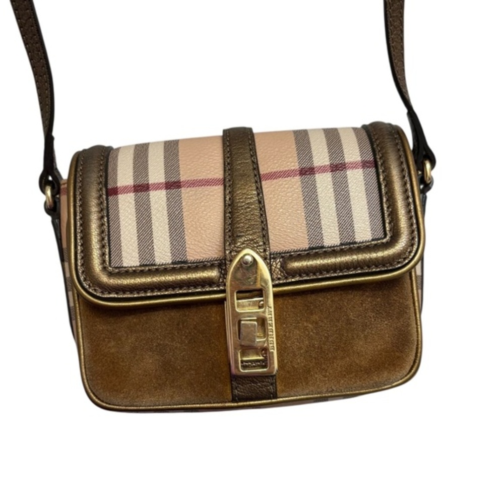 Burberry Beige Suede/Leather Berkeley Mini Crossbody Bag. - Picture 1 of 9